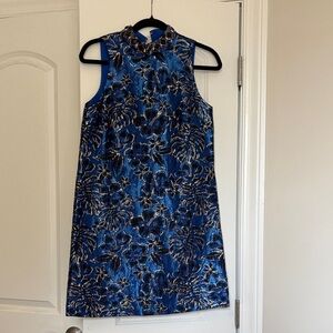 Lily Bloom Blue and Gold Floral Dress